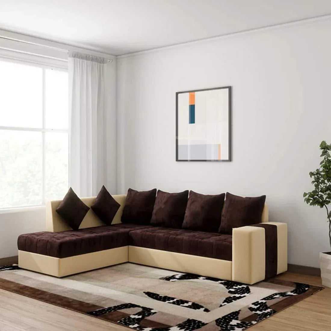 Steffan 6 Seater L Shape Corner Fabric Sofa for Living Room