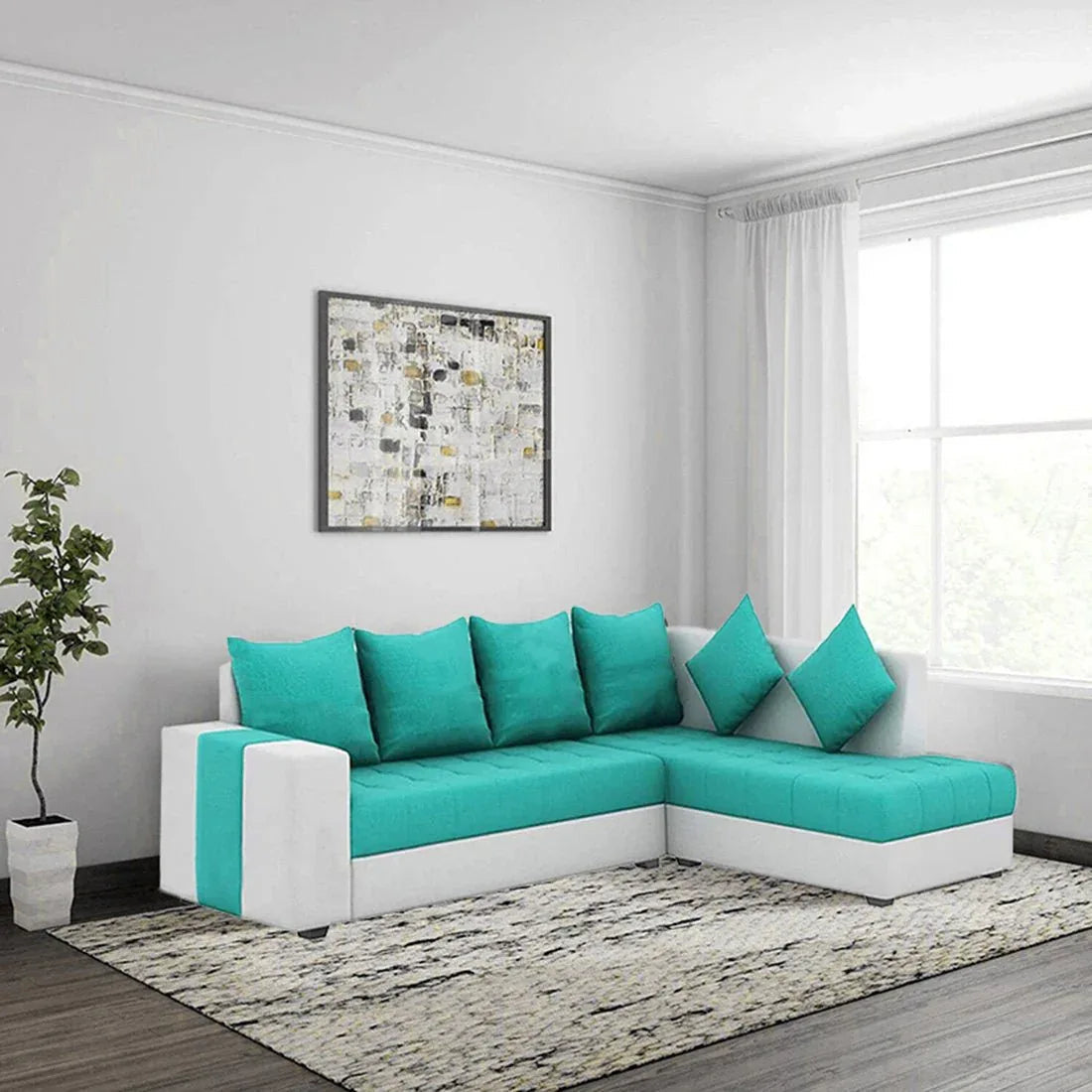 Steffan 6 Seater L Shape Corner Fabric Sofa for Living Room