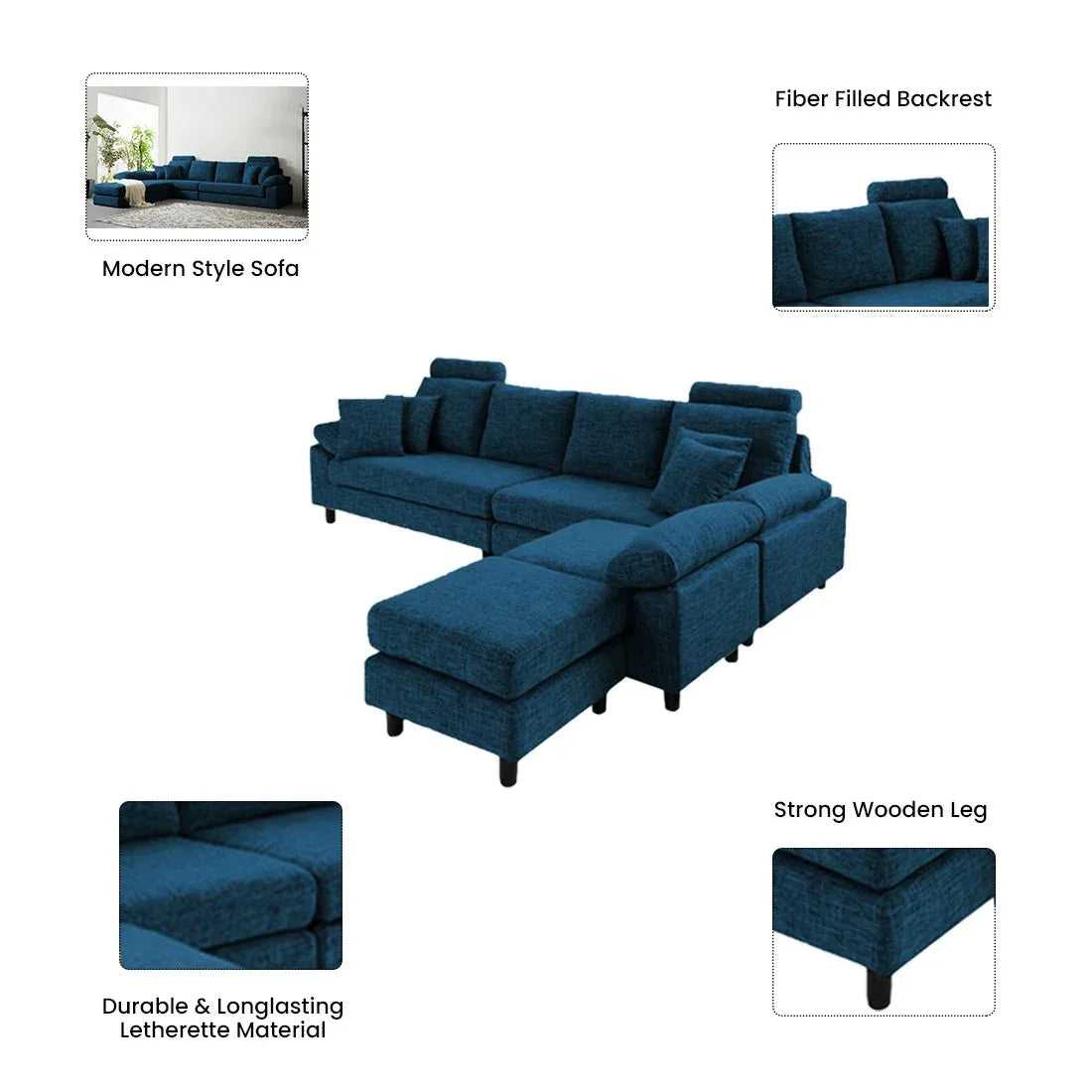 Ferguson 6 Seater Interchangeable L Shape Sofa