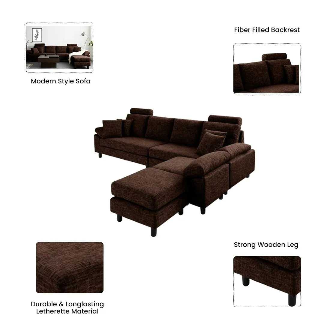 Ferguson 6 Seater Interchangeable L Shape Sofa