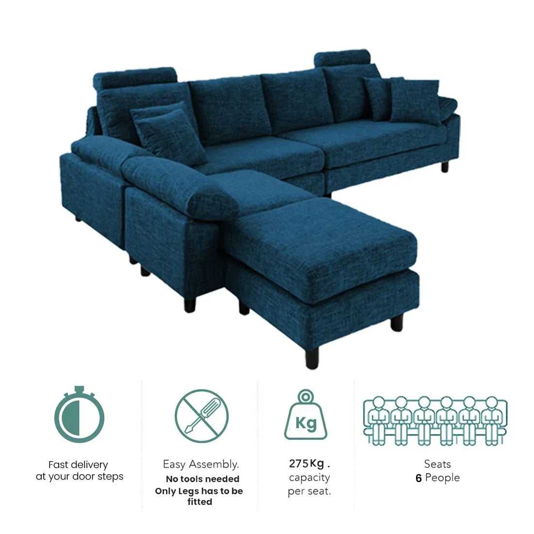 Ferguson 6 Seater Interchangeable L Shape Sofa