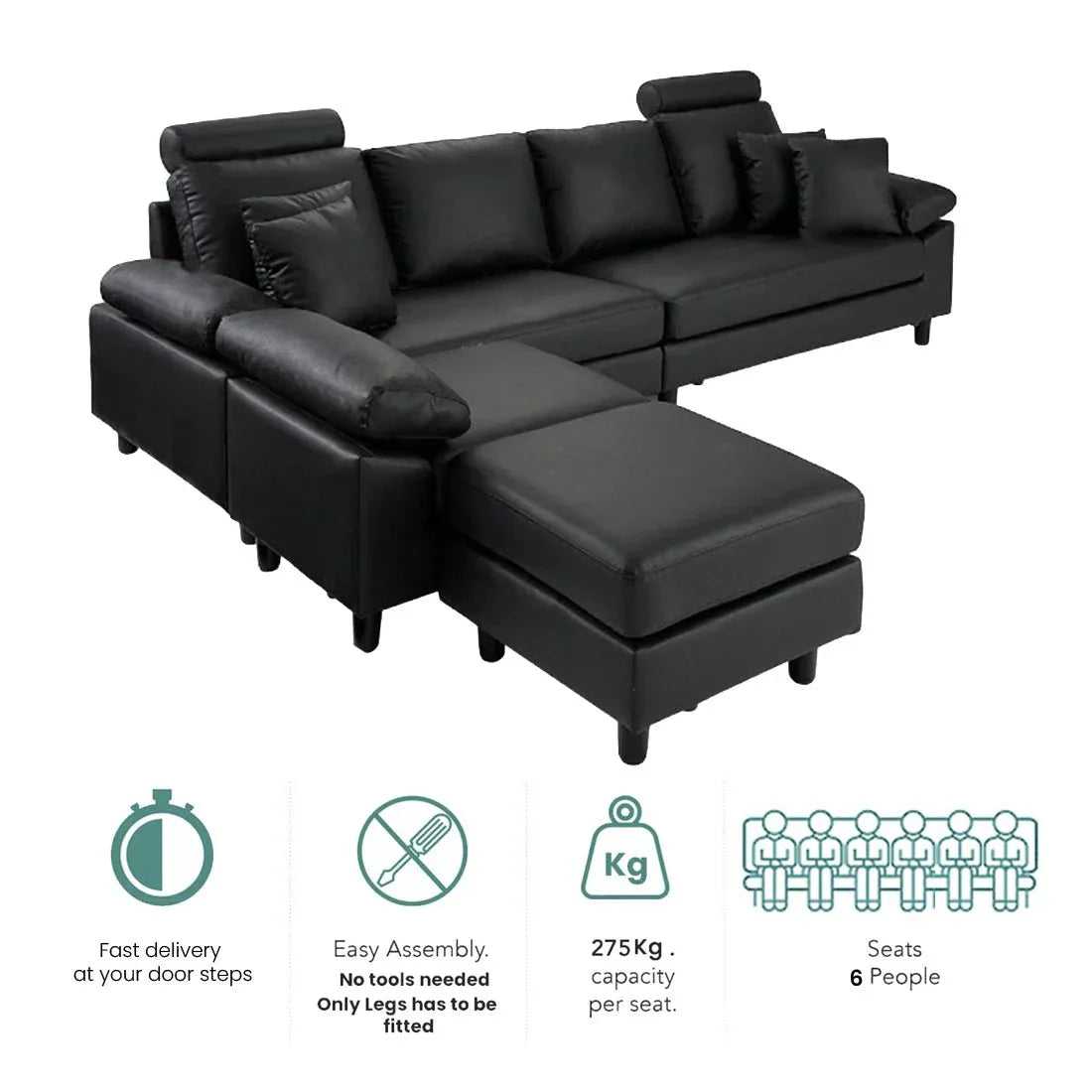 Ferguson 6 Seater Interchangeable L Shape Sofa