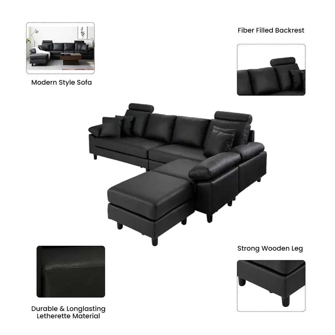 Ferguson 6 Seater Interchangeable L Shape Sofa