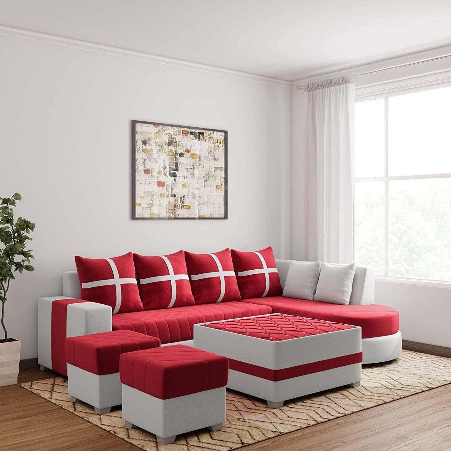 Dalton L Shape Fabric Sofa for Living Room