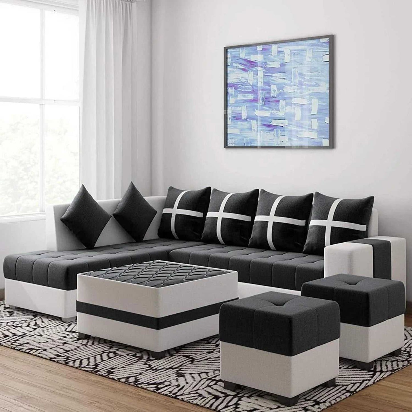 Jamestown L Shape Fabric Sofa Set For Living Room
