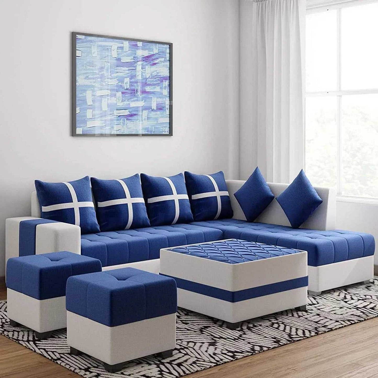 Jamestown L Shape Fabric Sofa Set For Living Room