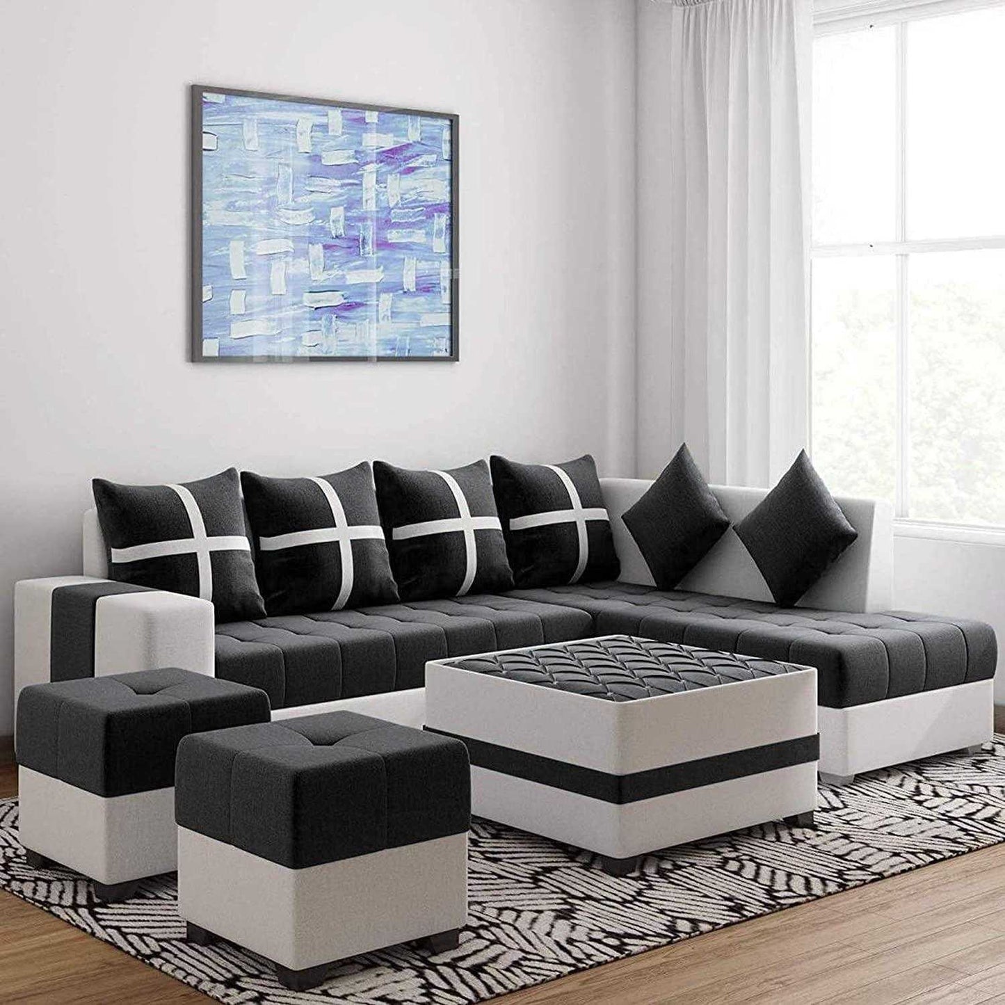 Jamestown L Shape Fabric Sofa Set For Living Room