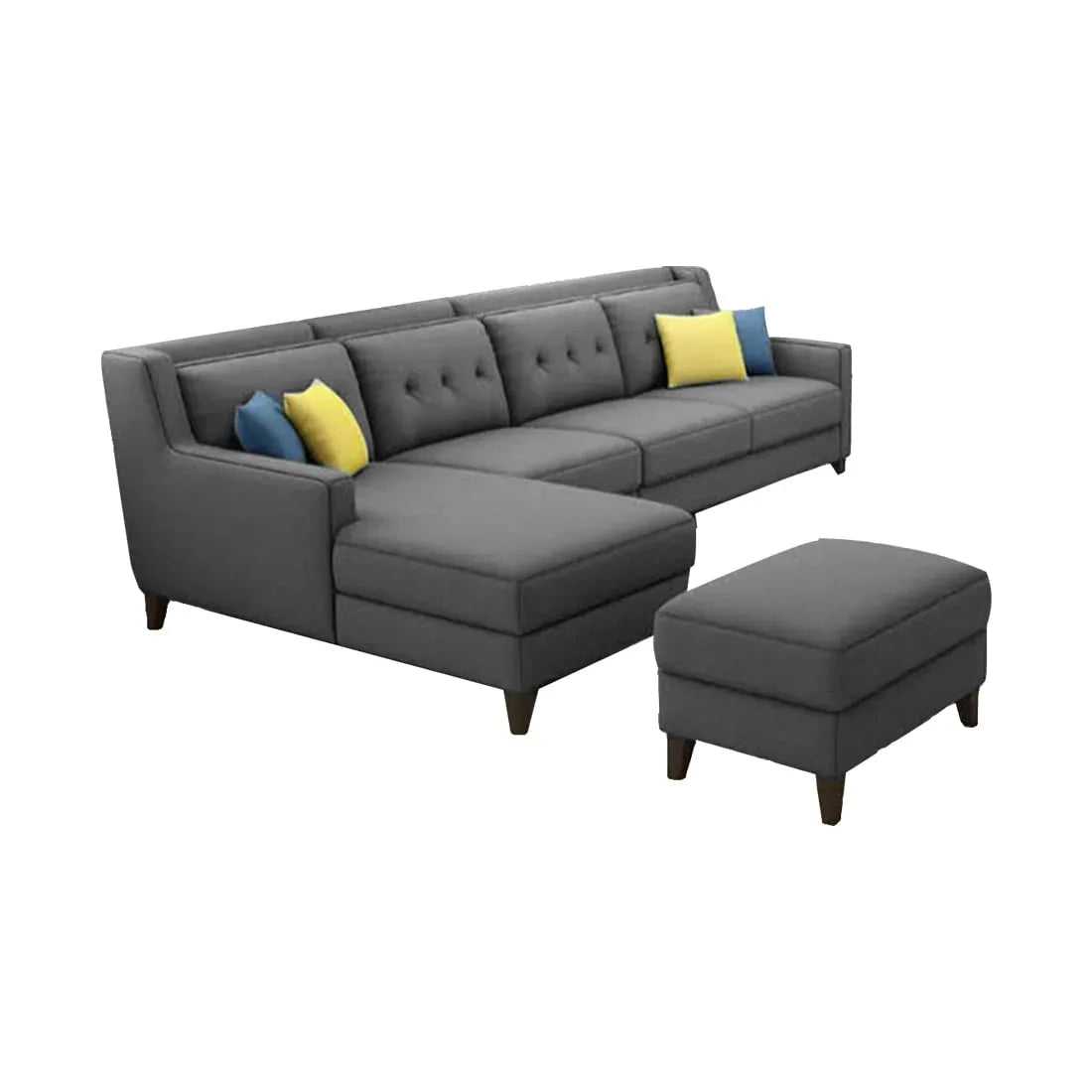 Milner L Shape 6 Seater Fabric Sofa with Ottoman