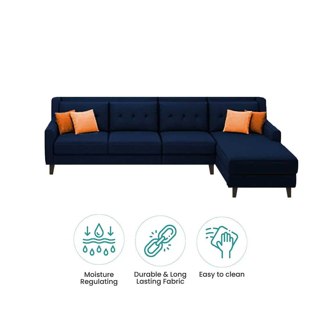 Milner L Shape 6 Seater Fabric Sofa with Ottoman
