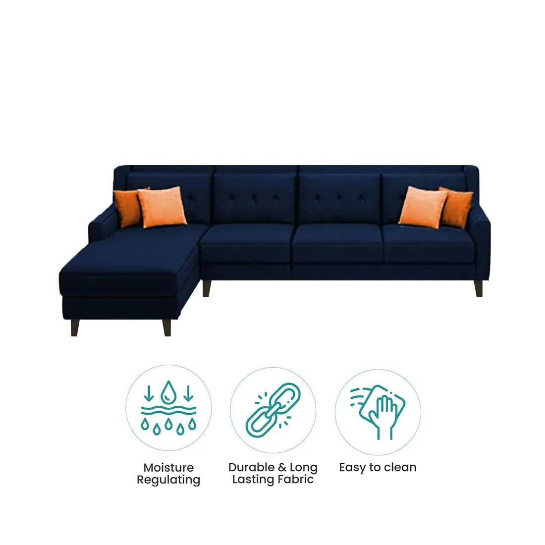 Milner L Shape 6 Seater Fabric Sofa with Ottoman