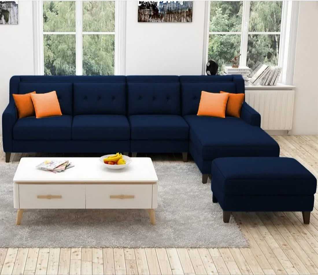 Milner L Shape 6 Seater Fabric Sofa with Ottoman