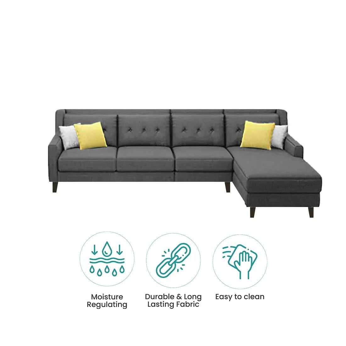 Milner L Shape 6 Seater Fabric Sofa with Ottoman