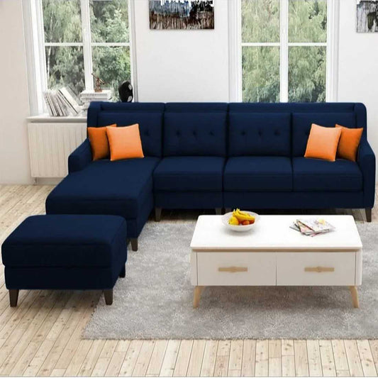 Milner L Shape 6 Seater Fabric Sofa with Ottoman