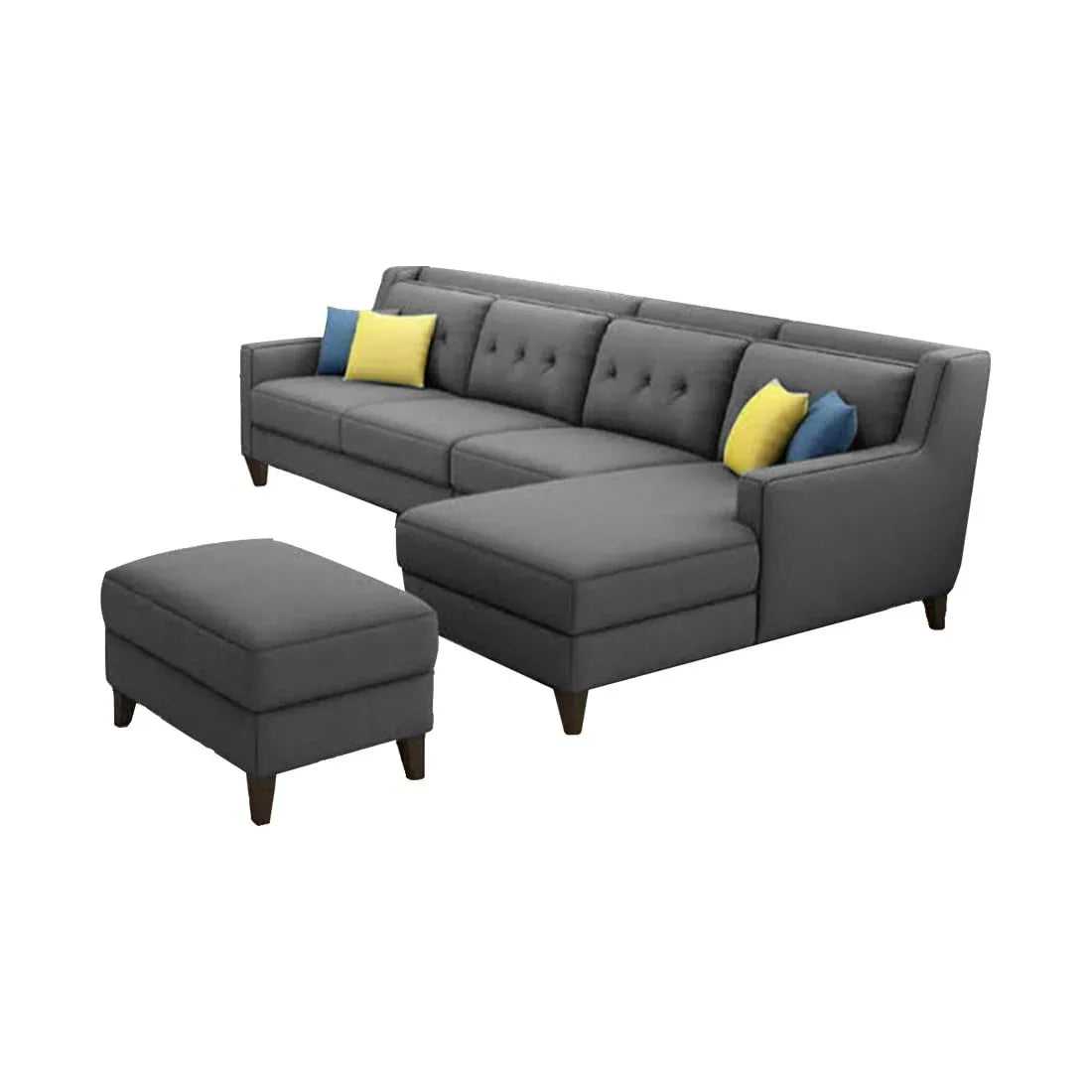 Milner L Shape 6 Seater Fabric Sofa with Ottoman