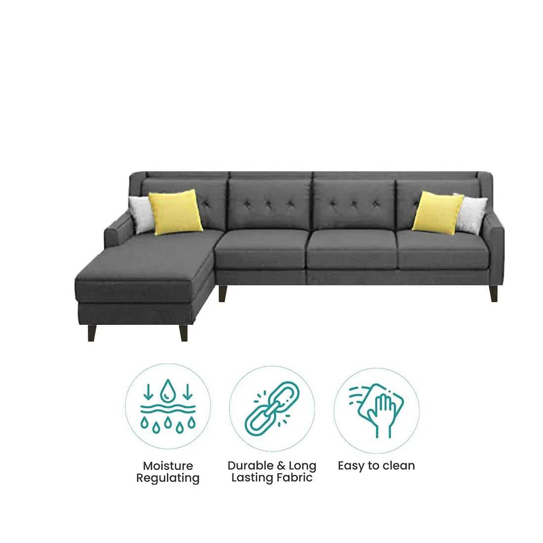 Milner L Shape 6 Seater Fabric Sofa with Ottoman