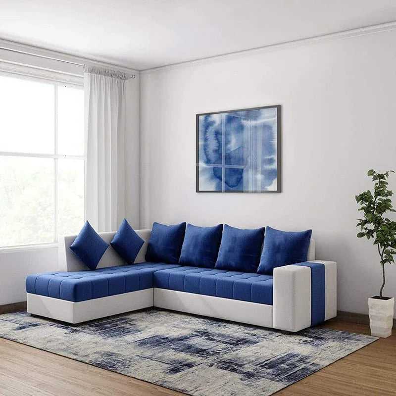 Steffan 6 Seater L Shape Corner Fabric Sofa for Living Room