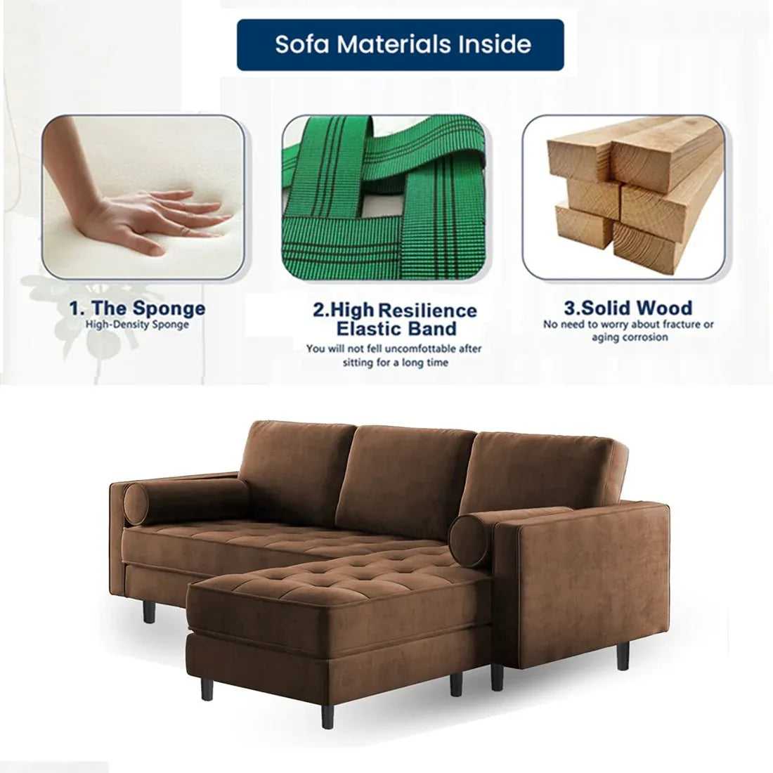 Jupiter 4 Seater Fabric L Shape Sofa for Living Room