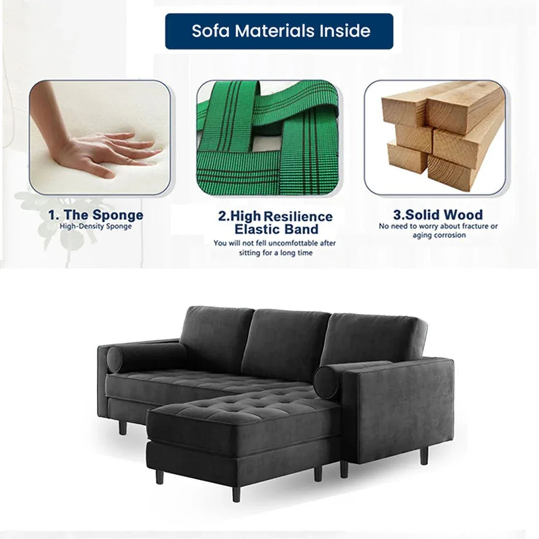 Jupiter 4 Seater Fabric L Shape Sofa for Living Room
