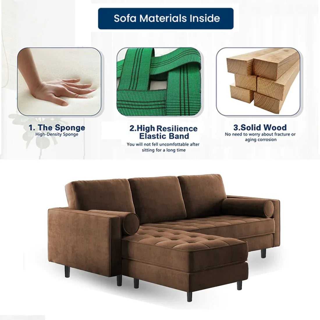 Jupiter 4 Seater Fabric L Shape Sofa for Living Room