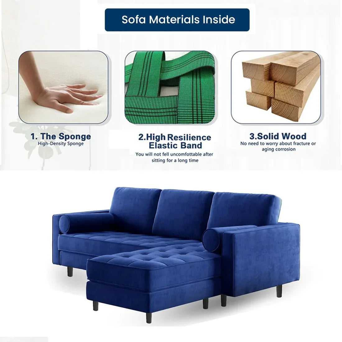 Jupiter 4 Seater Fabric L Shape Sofa for Living Room
