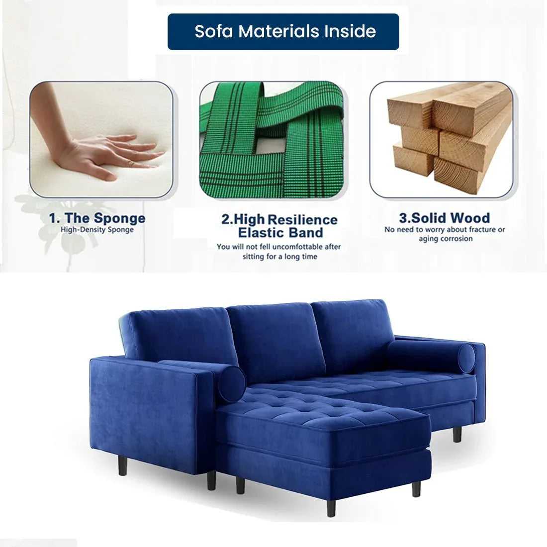 Jupiter 4 Seater Fabric L Shape Sofa for Living Room