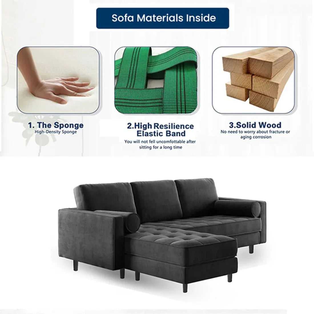Jupiter 4 Seater Fabric L Shape Sofa for Living Room