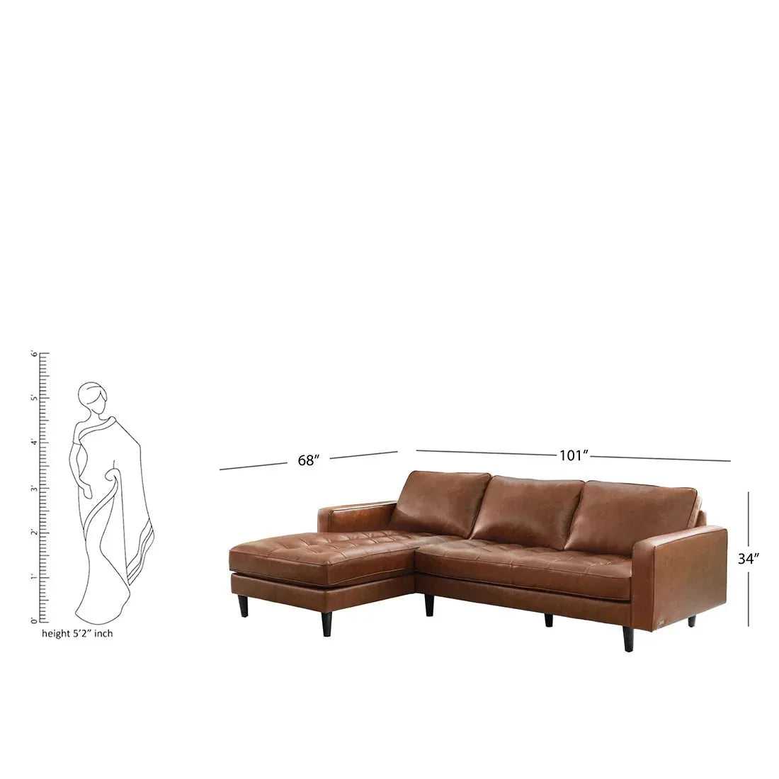Kuffer 5 Seater Leatherette L Shape Sofa for Living Room