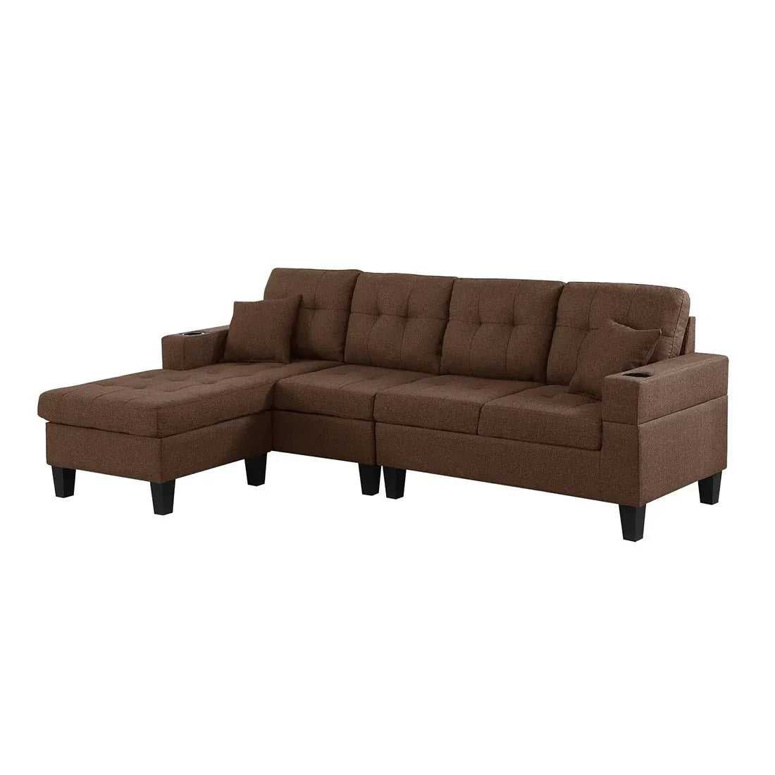Madelyn 6 Seater Interchangeable L Shape Fabric Sofa For Living Room | Bedroom | Office