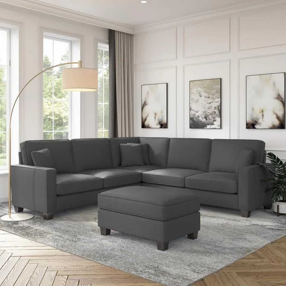 Torque Moscow 5 Seater Corner Fabric L Shape Sofa with Ottoman for Living Room – Luxury Modern Sectional Sofa