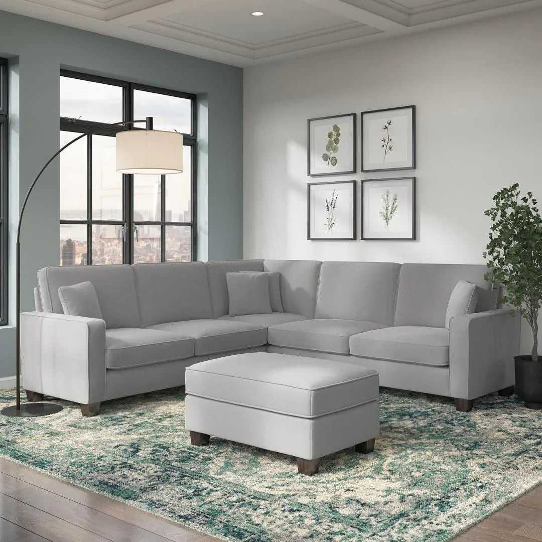 Torque Moscow 5 Seater Corner Fabric L Shape Sofa with Ottoman for Living Room – Luxury Modern Sectional Sofa