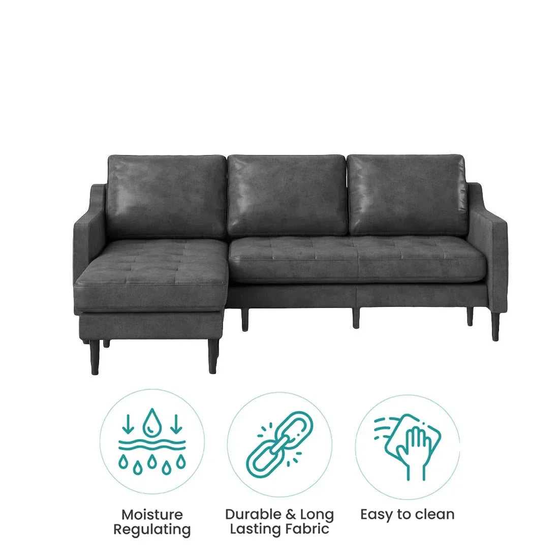 Pacific 4 Seater Leather L Shape Sofa for Living Room