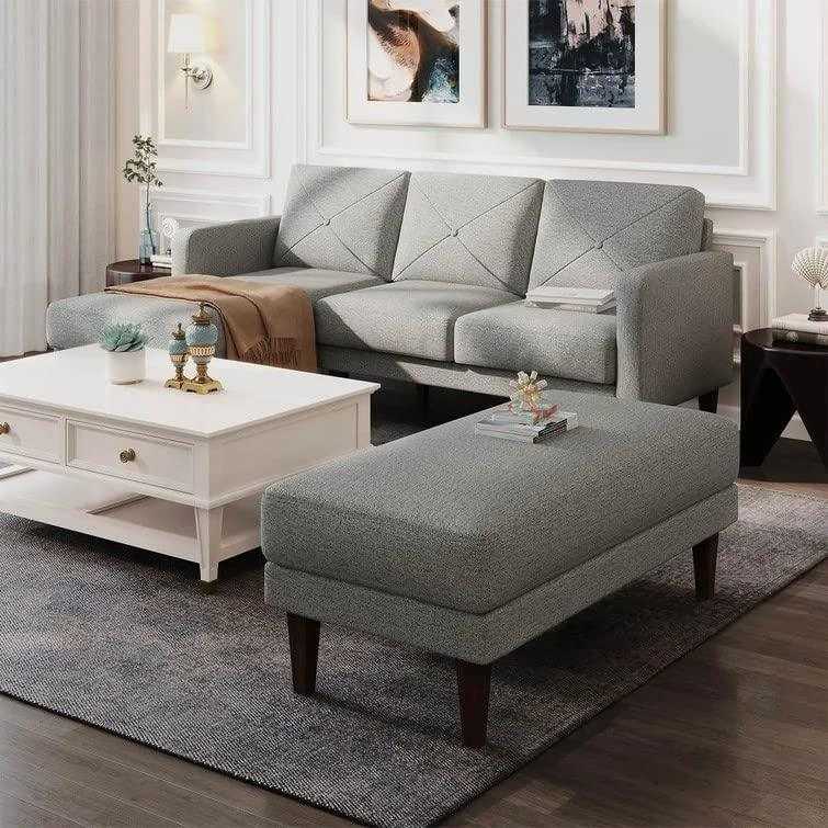 Yuka L Shape 4 Seater L Shape Sofa Furniture with 2 Seater Bench for Living Room | Bedroom | Office