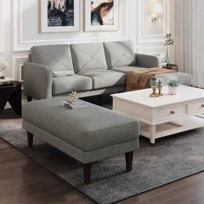 Yuka L Shape 4 Seater L Shape Sofa Furniture with 2 Seater Bench for Living Room | Bedroom | Office