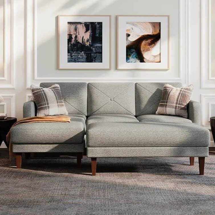 Yuka L Shape 4 Seater L Shape Sofa Furniture with 2 Seater Bench for Living Room | Bedroom | Office