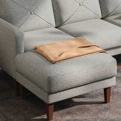 Yuka L Shape 4 Seater L Shape Sofa Furniture with 2 Seater Bench for Living Room | Bedroom | Office