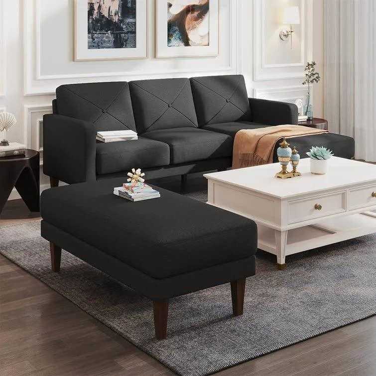 Yuka L Shape 4 Seater L Shape Sofa Furniture with 2 Seater Bench for Living Room | Bedroom | Office