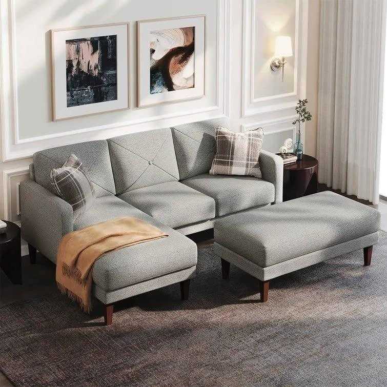 Yuka L Shape 4 Seater L Shape Sofa Furniture with 2 Seater Bench for Living Room | Bedroom | Office