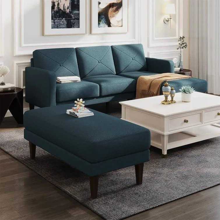 Yuka L Shape 4 Seater L Shape Sofa Furniture with 2 Seater Bench for Living Room
