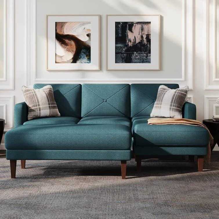 Yuka L Shape 4 Seater L Shape Sofa Furniture with 2 Seater Bench for Living Room